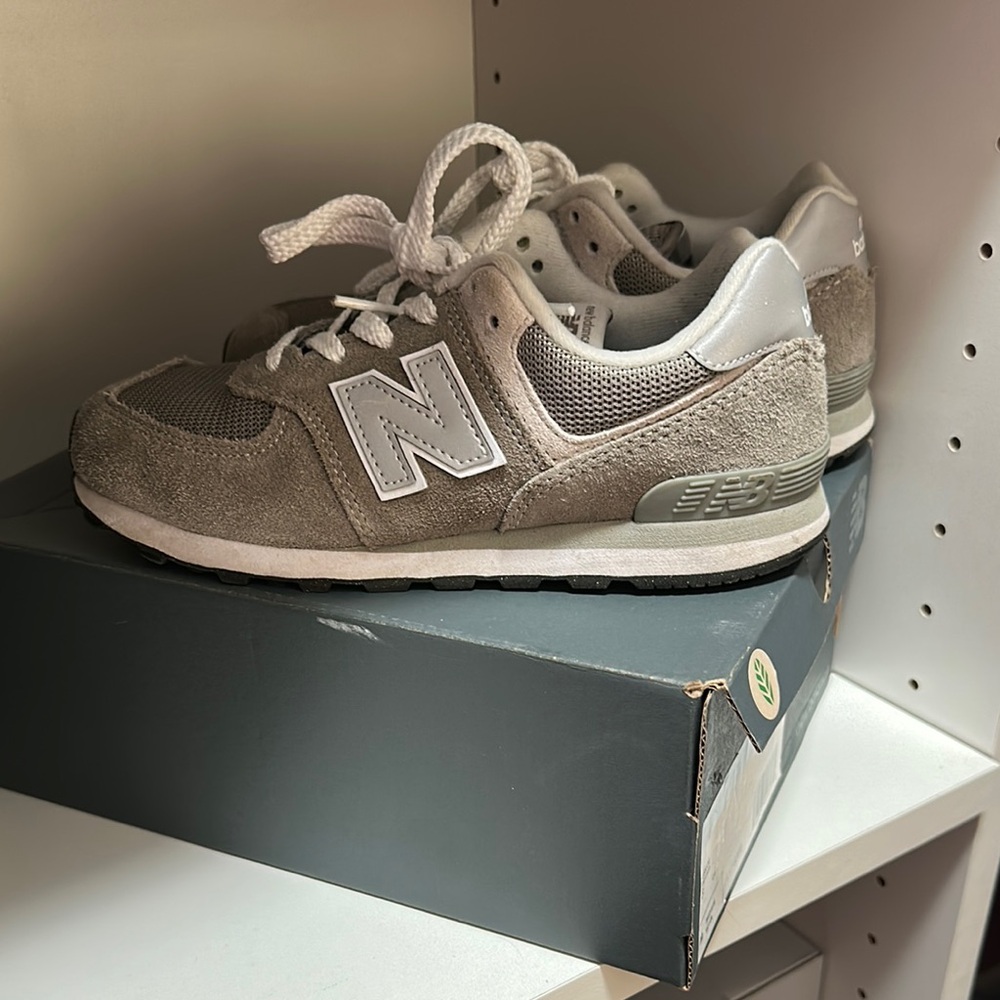 New Balance Suede Gray and White Sneakers